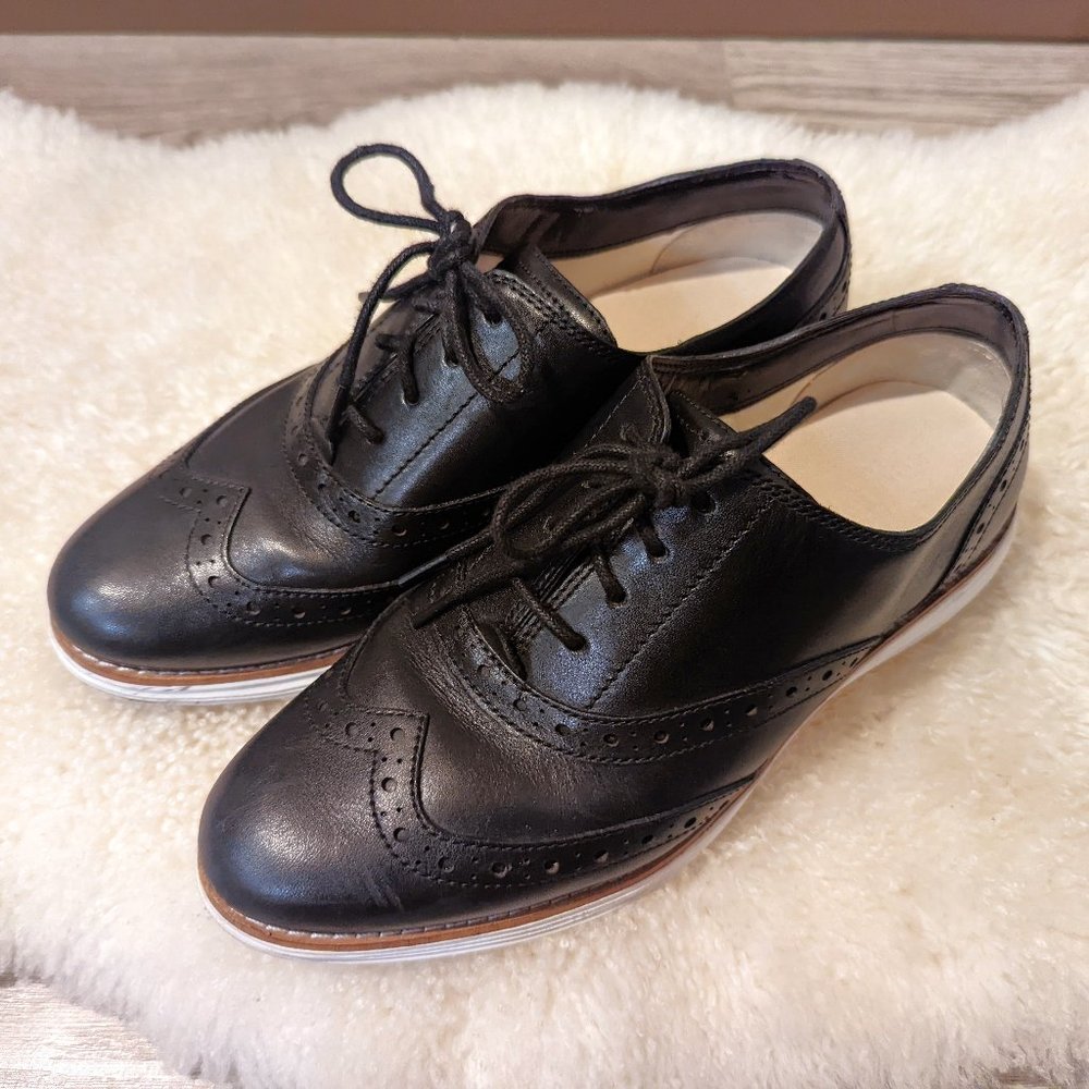 Cole Haan Zerogrand Grand OS Women’s Black Wingtip Oxford Shoe Size 6 B Leather